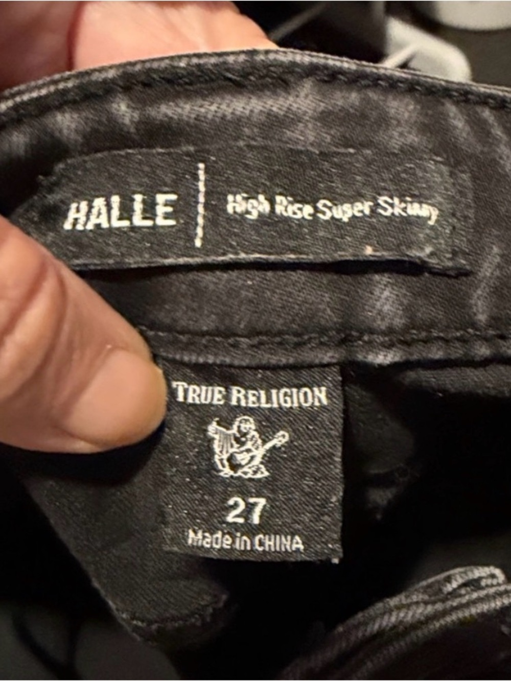 🖤 TRUE RELIGION Halle High Rise Super Skinny Exposed Button Fly Black Jeans | 27 - Picture 4 of 12
